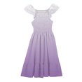 thumbnail image 5 of JUMEYU Big Girls Dresses Girls Summer Dress Square Neck Short Sleeve Crossover Waist Casual A-line Mini Dress Size 11-12 (Purple,11-12 Years), 5 of 6