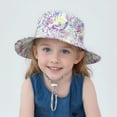 thumbnail image 2 of Krdevn Toddler Sun Hat, Floral Print Wide Brim Fisherman Cap, Breathable Adjustable Chin Strap, UV Protection Beach Hat for Boys & Girls,0-8 Months, 2 of 5
