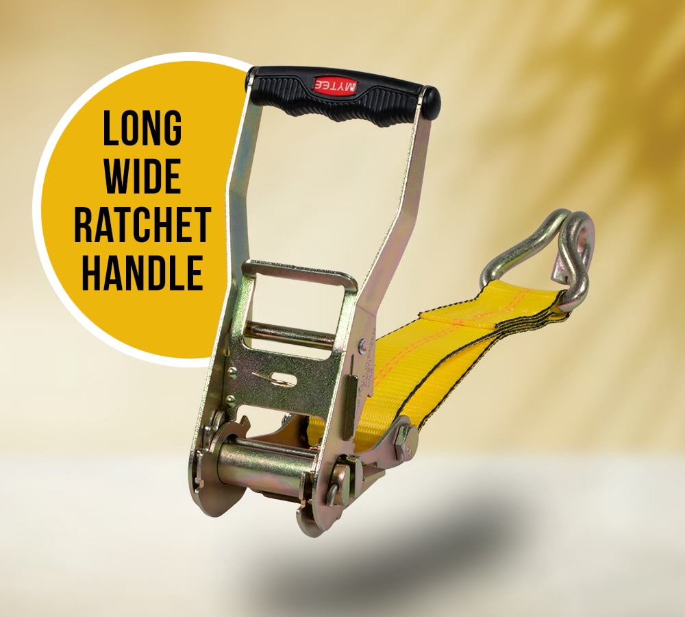 10 Pack 2"x40' Yellow Ratchet Strap with J Hooks - 10,000 Lbs Breaking Strength - Heavy Duty Tie Down Cargo Truck Straps with Wire Hooks for Flatbed, Truck, Trailers Pickup