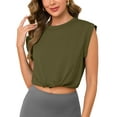 thumbnail image 2 of Demotime Women's Activewear Tops Olive Casual Trendy Workwear Tees Green, 2 of 8