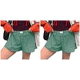 thumbnail image 1 of (Lot de 2) 2025 Shorts pour Femmes Mignons Doux Shorts de Nuit pour Femmes Imprimé à Carreaux Bouton devant Shorts Garçon pour Femmes Bas de Pyjama Shorts, 1 of 5