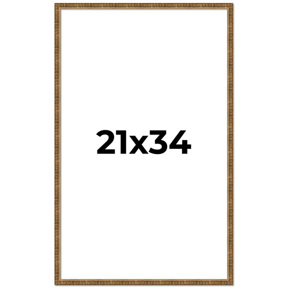 21x34 Frame Gold Kingsley Distressed Solid Wood Picture Frame Width 0.75 Inches | Interior Frame