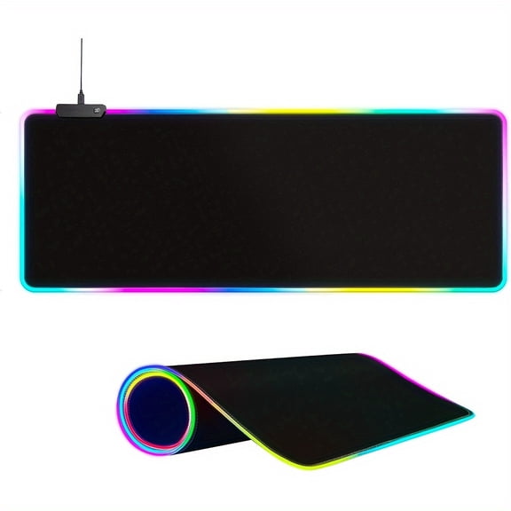 LED Mouse Pad 35.4x15.7 inch, Large RGB Glow Gaming Mouse Pad for Computer Keyboard, 12 Cool Lighting Modes, Anti-Slip Base, Waterproof, Stain Resistant, Desk Mouse Pad for Wireless Mouse