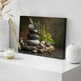 thumbnail image 4 of IDEA4WALL Canvas Print Wall Art - Zen Massage Stone Pebble Bamboo Leaf - Nature Landscape Photography Modern Art Realism Scenic Relax/Calm/Cozy for Living Room, Bedroom, Office - 32"x48", 4 of 5