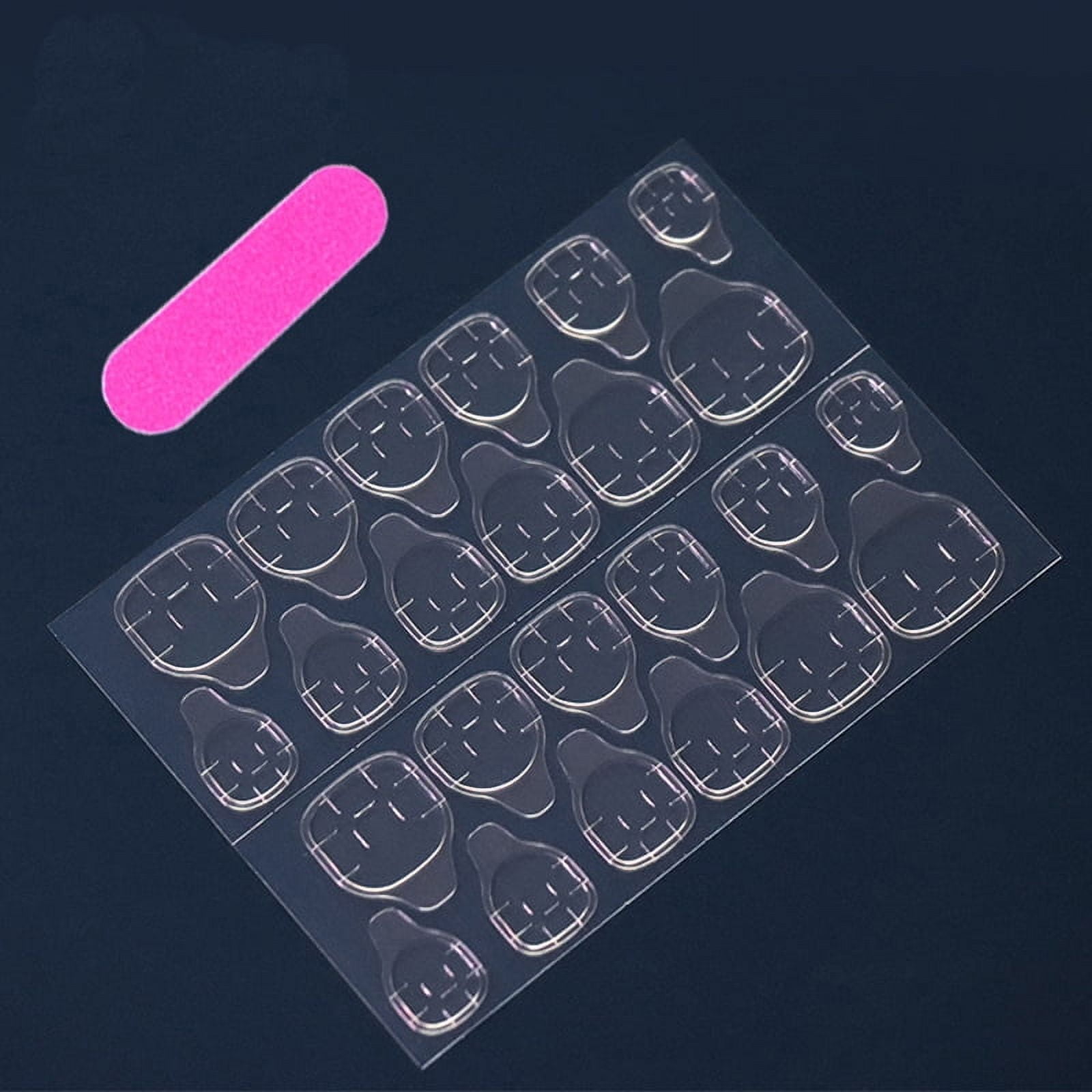 24 PCs Long Pieces of French Glitter Nails with 1 Piece of Jelly Glue and 1 Nail File