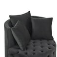 thumbnail image 5 of Kumix Velvet Upholstered Swivel Chair for Living Room, with Button Tufted Design and Movable Wheels, Including 3 Pillows, Lazy Swivel Chair for Kids Teens Adults, Black, 5 of 7