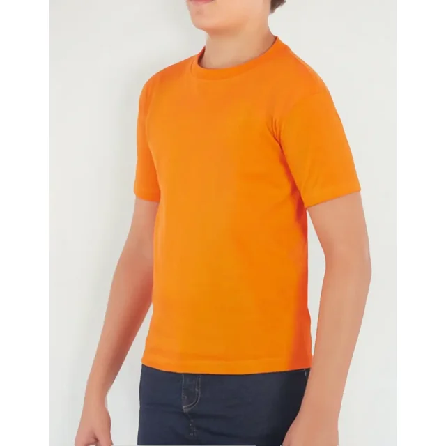 Playera Infantil Algodón Cuello Redondo Color Naranja