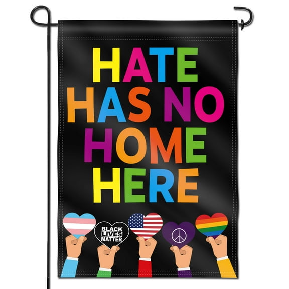 Anley Double Sided Hate Has No Home Here Decorative Garden Flags - Yard Flags - 18 x 12.5 Inch