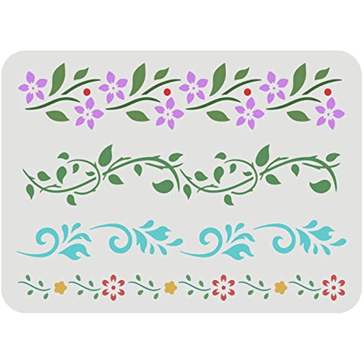 Flower Border Stencil 4 Style Reusable Flower Drawing Stencil Vines