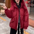 thumbnail image 4 of ZHOGXU Women's Hooded Coat With Pocket Long Sleeve Solid Color Zipper Thickened Warm Comfortable Fashion Jacket For Casual Daily Wear Red Xxl, 4 of 5