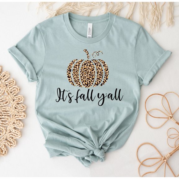 It's Fall Y'all T-shirt Shirt Pumpkin Top Mom Tee Teacher Gift Happy Shirts Halloween Leopard Pumpkins Autumn Thanksgiving