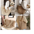 thumbnail image 2 of Tote Bag de Paja con Cierre y Bolsillo Interno, Bolsa Casual para Mujer, Playa, Compras y Oficina Xtellar beige, 2 of 4