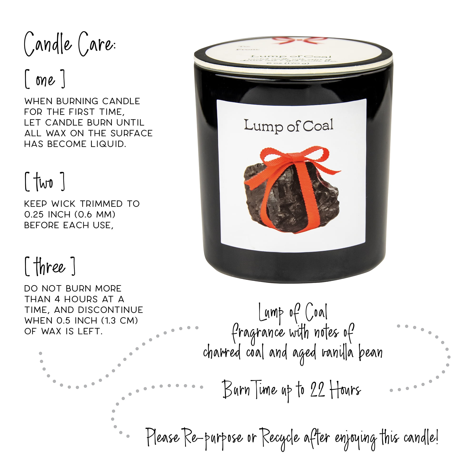 (2 pack) Mainstays Lump of Coal Scented Candle, Holiday Candle, 6 oz