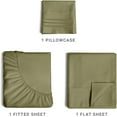 thumbnail image 3 of CGK Linens 3-Piece Ultra Soft & Comfy Hotel Luxury Sheet Set - Twin XL Size Cooling Bed Sheet Fits 8"-16" Mattresses, Sage Green, 3 of 7
