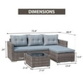 thumbnail image 4 of JOIVI 3 Pieces Patio Conversation Set, PE Wicker Rattan Outdoor Furniture Set, 2 Ways Small Sectional Sofa, Tempered Glass Coffee Table, Silver-Gray, 4 of 13