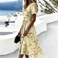 thumbnail image 4 of Floral Dress for Women Summer Casual Wrap V Neck Short Sleeve Sundress A-Line Beach Vacation Dresses 2026, 4 of 7