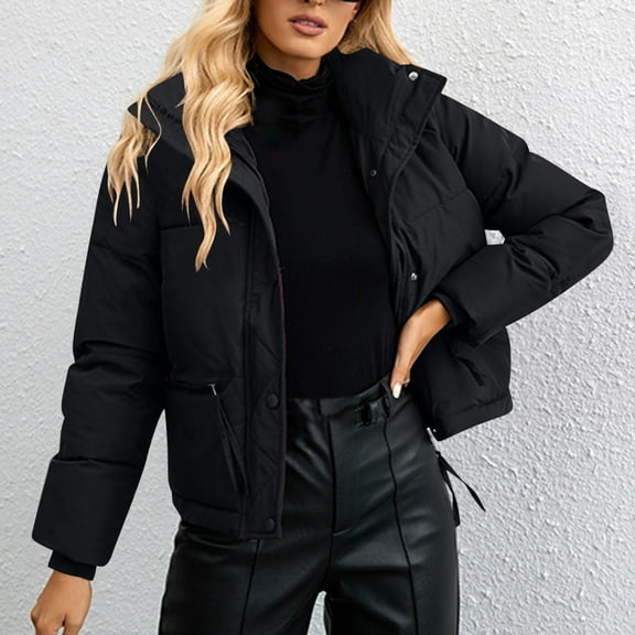 XWSHYW Womens Coats_Jackets Plus Size Thickened Warm Zip up Hooded Jacket Leisure Solid Color Long Sleeve Outerwear with Pockets