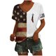 thumbnail image 4 of Tops Cortos para las Mujeres Día de la Independencia Patriótica Impreso Cuello en V, Manga Corta Top Casual para Diario, Fiesta Y Todas las Estaciones, 4 of 5