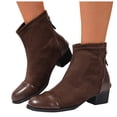 thumbnail image 6 of YLYL Women Suede Ankle Boots Chunky Heel Round Toe Zipper Comfy Casual Fall Winter Motorcycle Boots, 6 of 9