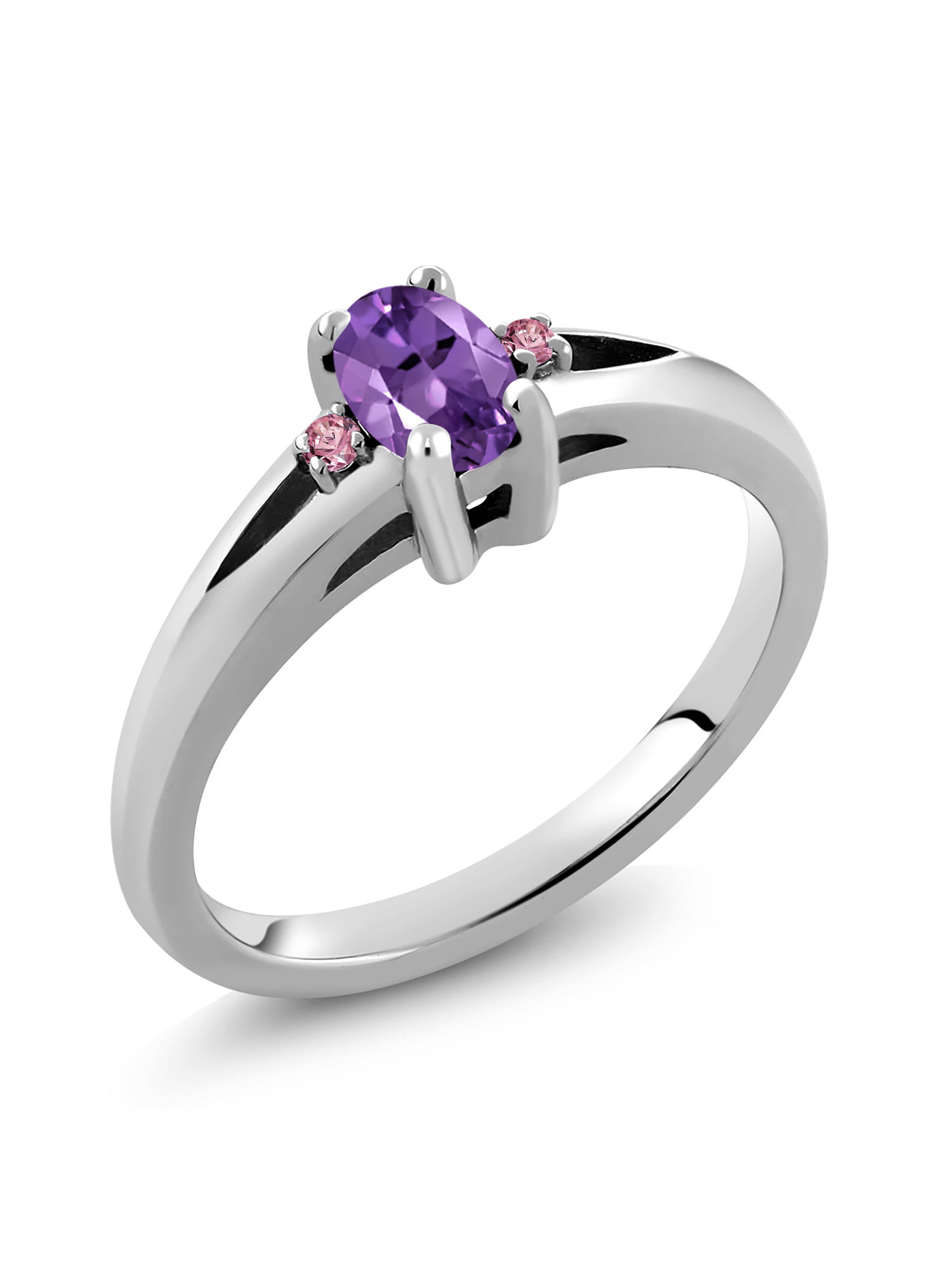 1.42 Ct Oval Checkerboard Purple Amethyst 925 Sterling Silver Ring 