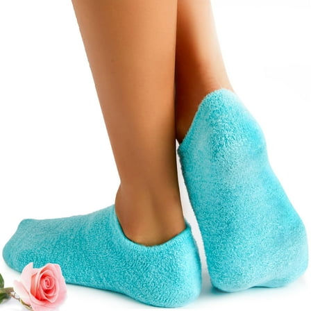 Moisturizing Socks - Gel Silicone Aloe Spa Socks (Up to Size 8.5) Infused with Vitamin E & JoJoba Oil - Self Care Spa Gifts for Women Foot Care