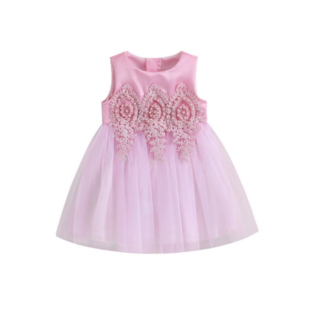 

Eyicmarn Toddler Baby Girl Princess Dress Summer Sleeveless Pearl Lace Party Dress Tutu Gown