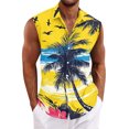 thumbnail image 4 of longantii Men's Casual Button Down Shirts Floral Sleeveless Hawaiian Shirt Tropical Holiday Beach Shirts 2026 Summer Casual Vacation Blouse Sky Blue 3XL, 4 of 6