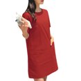 thumbnail image 6 of ZANZEA Women Short Sleeve Pocket Mini Dress Solid Color Vintage Straight Dresses, 6 of 8