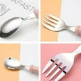 thumbnail image 4 of Advancent Juego de cuchara y tenedor de acero inoxidable para niños, para facilitar la alimentación, cucharas, tenedores fáciles para Cocina y Comedor rosa, 4 of 6
