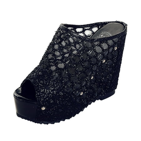 

noarlalf platform sandals summer womens ladies wedge platform slippers casual peep toe slip on shoes womens sandals