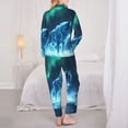 thumbnail image 3 of Pajama Sets for Women 2 Pcs, Aurora Wolf Frozen Lake Button Down Long Sleeve Sleepwear Lounge PJ Sets, 3 of 6
