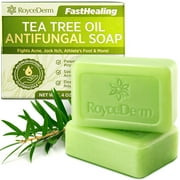 Roycederm Antifungal Antibacterial Tea Tree Soap, Antifungal Antibacterial Treatment for Face & Body Acne, Athlete's Foot, Tinea, Folliculitis Ringworm Jock Itch