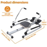 Home Rowing Machine,Hydraulic Rower with LCD Monitor,Adjustable Resistance up to 110LBS & Large Cushioned Seat