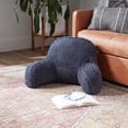 thumbnail image 2 of Sherpa Fleece Bed Rest Pillow with Removable Cover, Blue Steel, 2 of 5