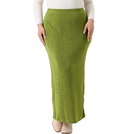MODA NOVA Juniors Plus Size for High Waist Stretch Elegant Bodycon Maxi Long Pencil Skirt