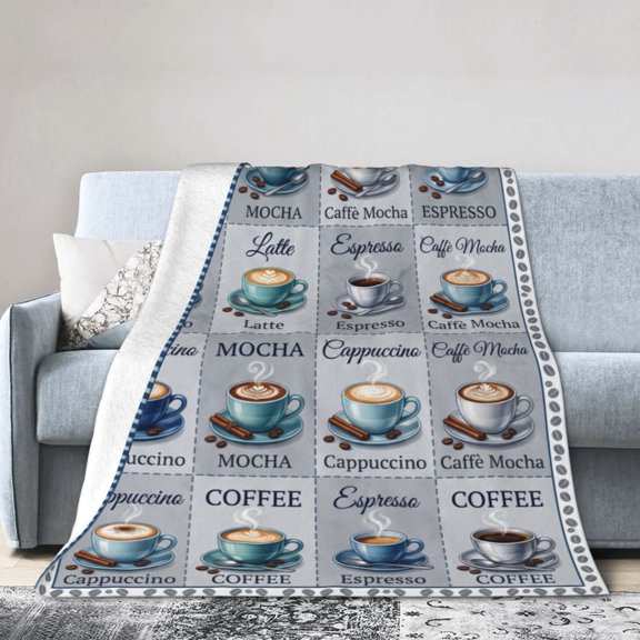 Coffee Throw Blanket Vintage Drink Cup Lovers Soft Flannel Gifts Decor for Sofa Couch 50x40
