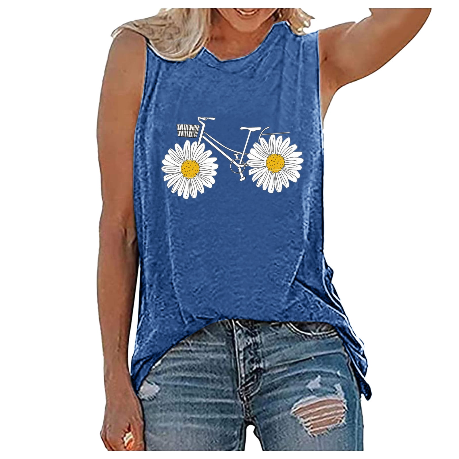 cute tops cute summer shirts distressed tank vintage tank top western tank Sunflower bleached tank top for women work out tank top