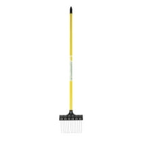 THE GROUNDSKEEPER II Shrub Rake 55-inch Lightweight Fiberglass Handle, 9-inch Head, Durable Steel Tines for Gardening, De-thatching or Professional Landscaping