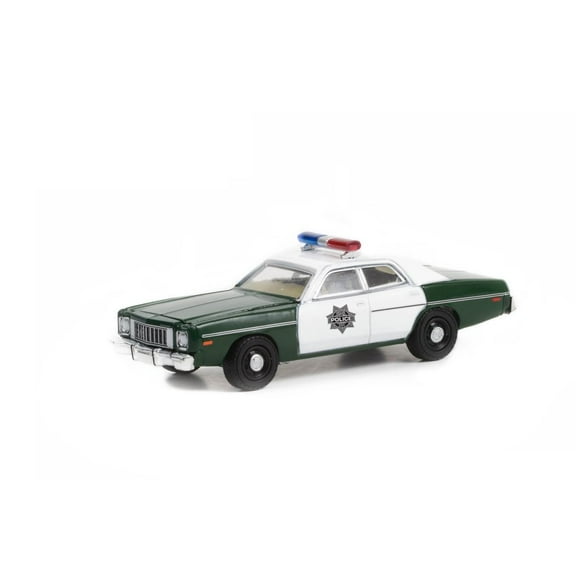 1975 Plymouth Fury, Dark Green and White - Greenlight 30325 1/64 scale Diecast Car