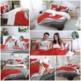 thumbnail image 5 of 3 Piece Red Black Ombre Duvet Cover Set Queen Size,Microfiber Comforter/Quilt Cover with Corner Ties and 2 Pillowcases,Modern Geometric Abstract Aesthetics Cream Soft Bedding with Zipper Closure, 5 of 8
