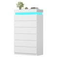 thumbnail image 3 of Tall 6 Drawer dresser with LED lights,chest of 7 drawers,modern large capacity storage cabinet with deep drawers, White dresser for bedroom, living room, 3 of 8