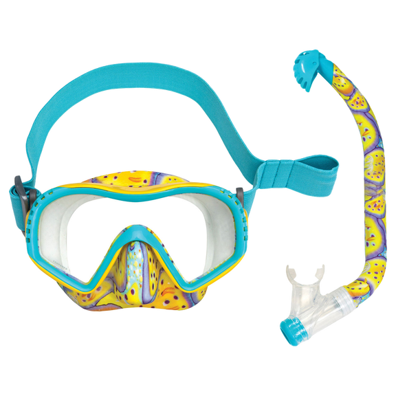 XS Scuba Youth Marine Life Mask & Dry Snorkel Combo – Kids Snorkeling Set