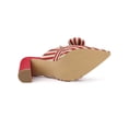 thumbnail image 5 of BLISSFUL STEP Women Stripe Bow Pointed Toe Block Heel Slides Mules Red 6, 5 of 8