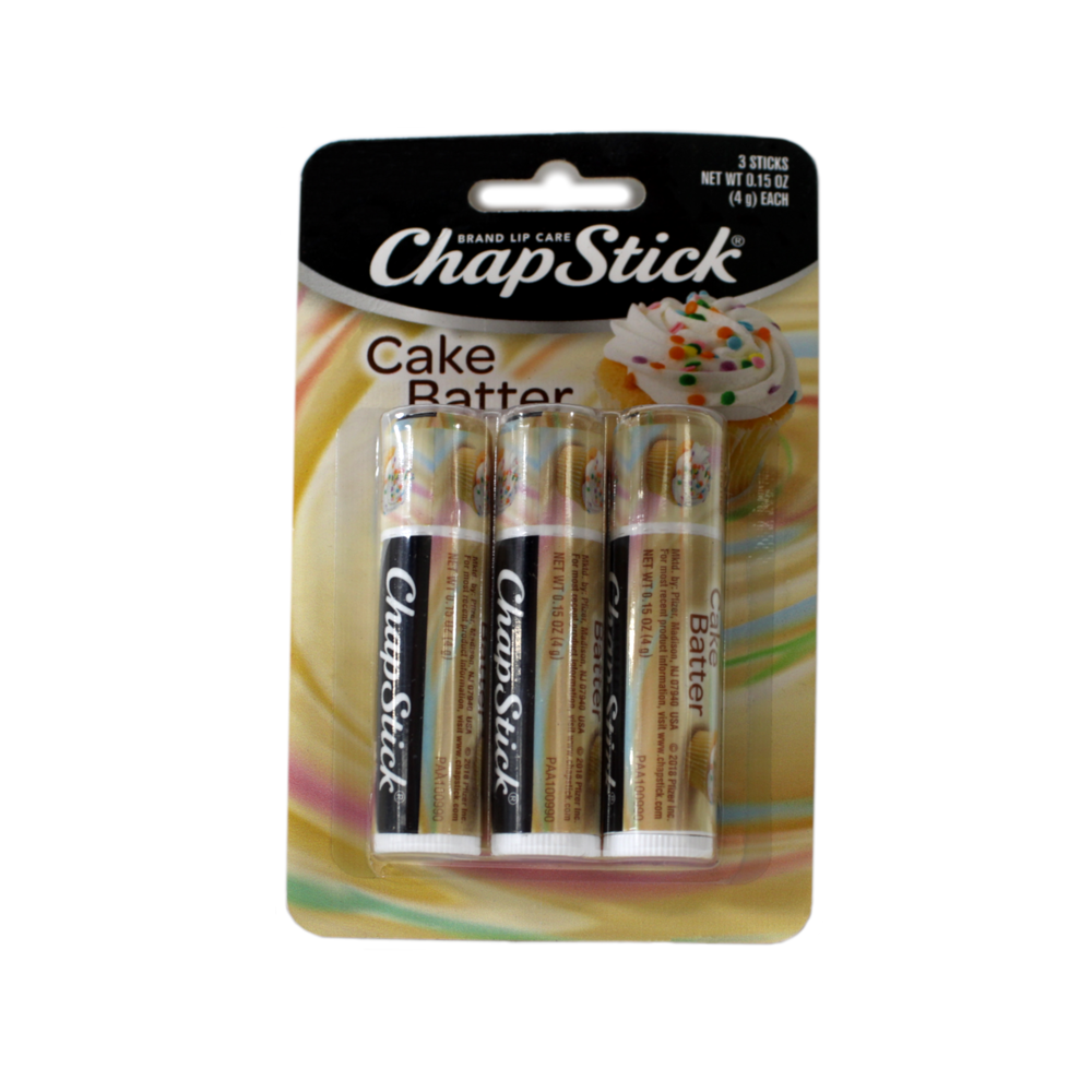 ChapStick Cake Batter Flavored Lip Balm 3 Count 0.15 oz tubes Walmart