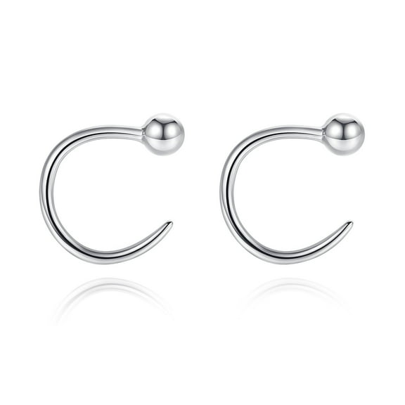 Lavishe Rhodium Plated 925 Sterling Silver Ball Huggie Hoop Earrings Nose Ring Men/Women 3mm