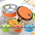 thumbnail image 4 of LITTLE HOME Thermal Lunch Box, Stackable Hot Food Insulated Box, Thermos For Hot Food, 304 Stainless Steel Round Lunchbox, Sealed Food Containers for Insulated Bento Picnics(Single Layer orange), 4 of 4