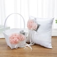 thumbnail image 4 of GadgetVLot Pink Flower Basket Ring Pillow Home Organizers Decorate Romantic Ivory White Cute Wedding Party Decoration, 4 of 12