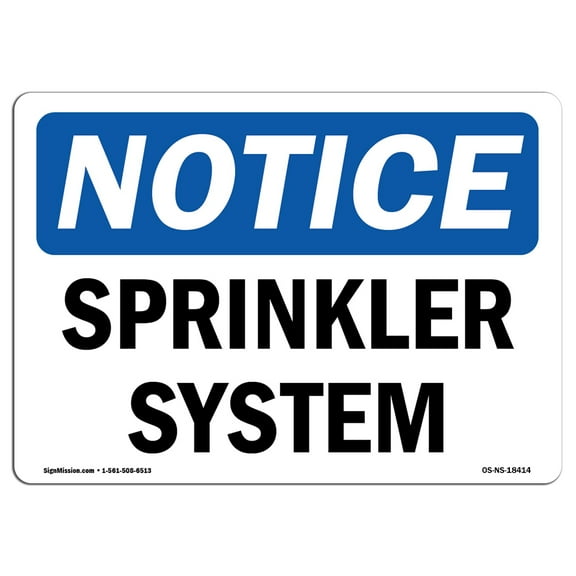 OSHA Notice Sign - Sprinkler System | Aluminum Sign | Protect Your Business, Construction Site, Warehouse & Shop Area | Made in the USA