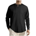 thumbnail image 3 of Bxsruta Shirts for Men, Men's Shirts Solid Round Neck Long Sleeve Athletic Top with Button, 3 of 8