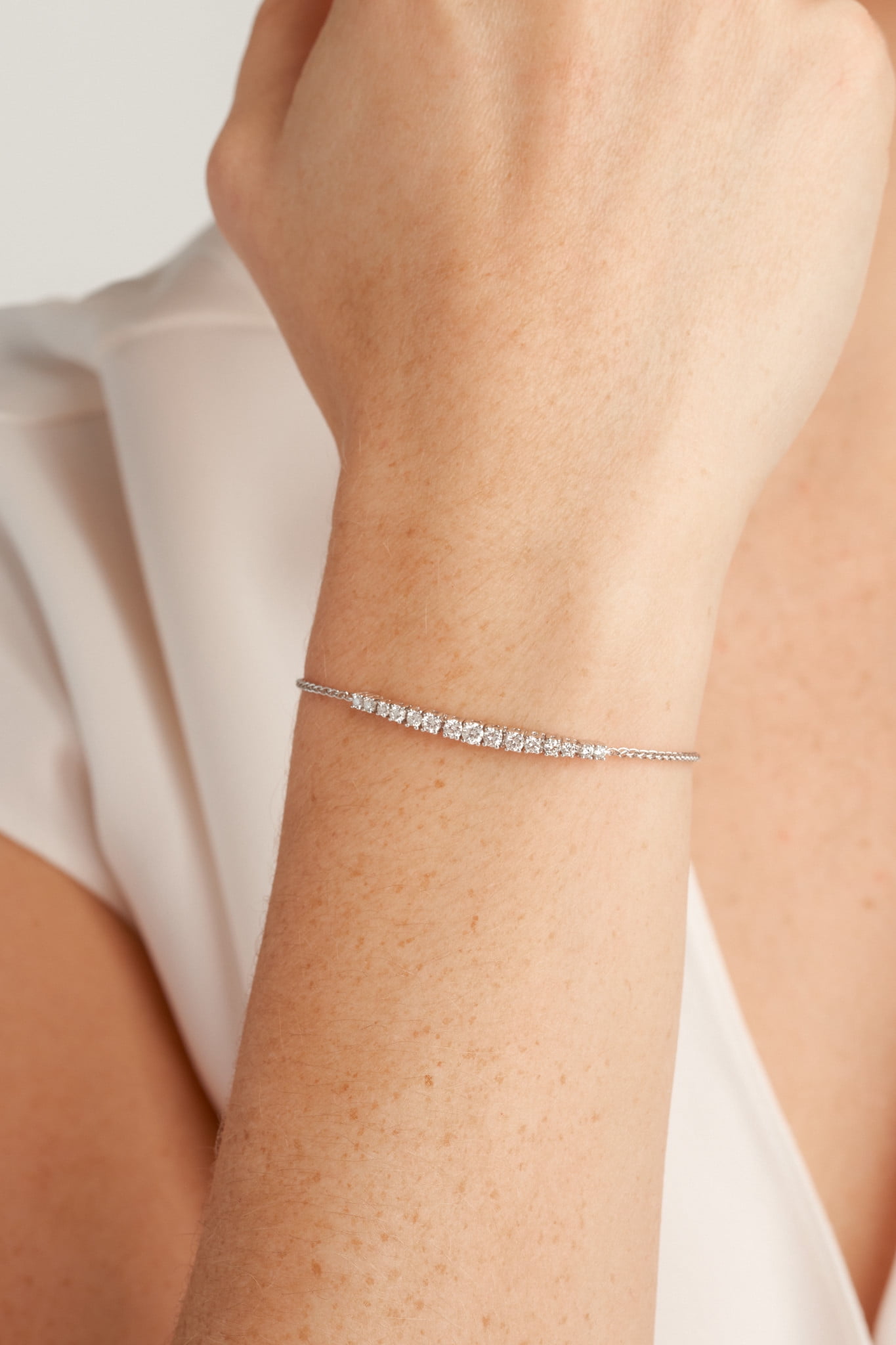 Forever Facets 1/2 CT TW Lab Grown Diamond Platinum over Sterling Silver Bolo Bracelet, Adult Female